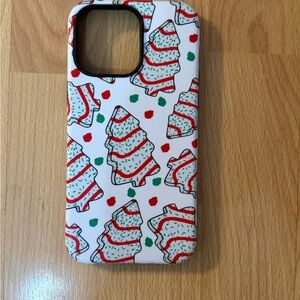 iphone 14 pro max Festive Christmas Tree Phone Case - White, Red, Green